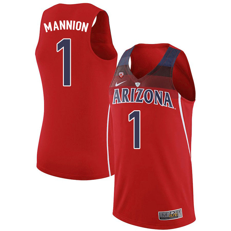 Men #1 Nico Mannion Arizona Wildcats College Basketball Jerseys Sale-Red